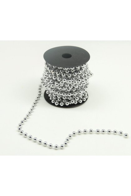 10 Meters Silver Embellishment Chain - Pearl Beads Christmas Design