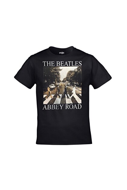 Genel Markalar Unisex Siyah The Beatles Abbey Road Baskılı Tişört
