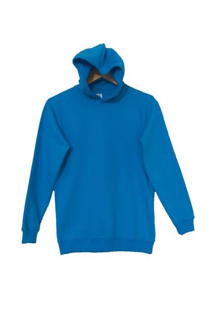Unisex Children's Turquoise Two Thread Raised Hooded Sweatshirt