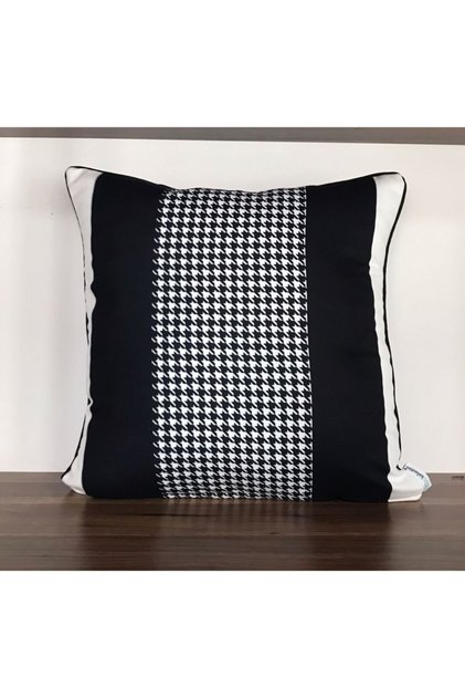 E607black-white Cossacked Edge Ribbed Double Sided Digital Printed Throw Pillow Cover