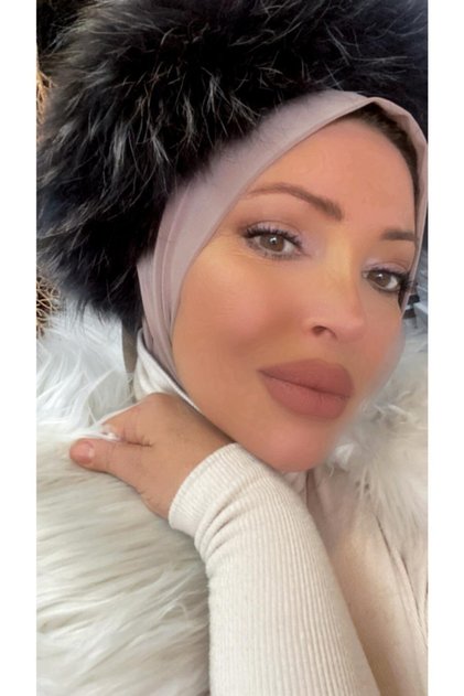 Women's Hijab Lilac Snap Neck Collar Hijab Bonnet Model Scarf Shawl