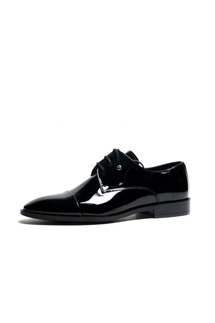 Men's Patent Black Plain Classic Shoes
