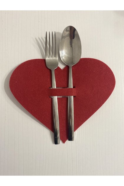 6 Pieces Red Heart Decorative Spoon Holder Presentation Holder (Valentine's Day)
