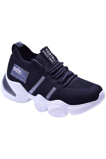 Imported Women's High Sole Black Sneaker