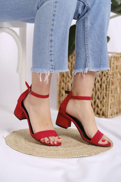 Oksit Kadın Kırmızı Florin Brittney Bant Detaylı Topuklu Ayakkabı - 2