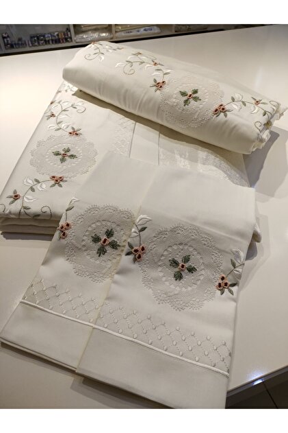 100% Cotton Satin Fully Handmade / Bedspread and Duvet Cover Set - Double Size /- 7 Pieces/ Elegance,*