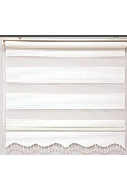Brillant Pliseli Beyaz Zebra Perde 180x200