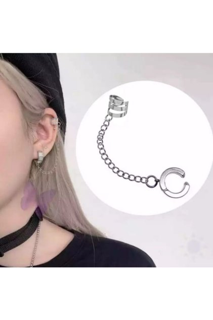 Harajuku Gothic Punk Zincirli Sıkıştırmalı Wrap Küpe
