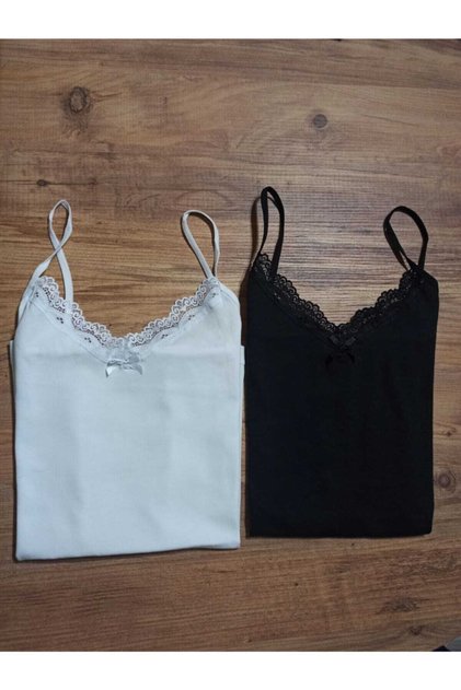 Women's Rope Strap Lace V-Neck 2-Piece Undershirt
