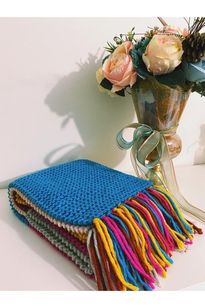 Hand Knitted Colorful Scarf