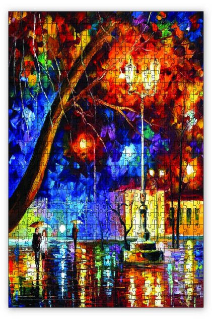 City People in the Rain Visual 500 Piece Puzzle Jigsaw Puzzle Mdf (Wooden)