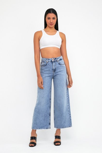 Dark Blue Wide Leg Trousers