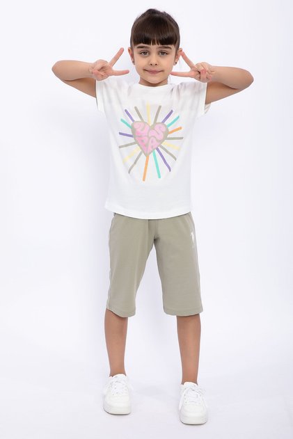 Sun Love Cream Girl's Capri Set