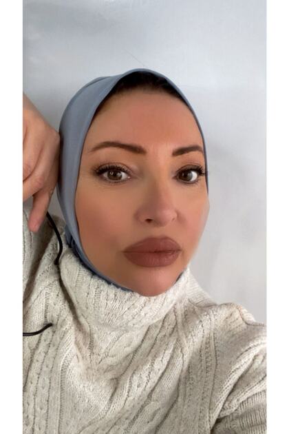 حجاب نسائي رمادي اللون بياقة رقبة سريعة، موديل بونيه، وشاح، شال