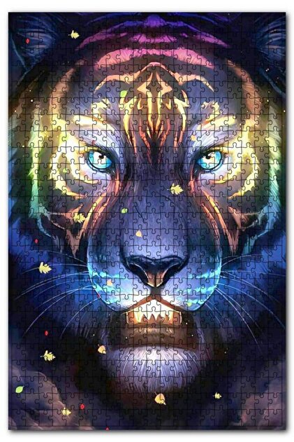 Cakapuzzle Neon Işıklı Detaylarıyla Kaplan Başı 500 Parça Puzzle