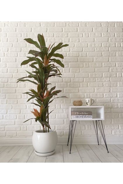 40litre Küre Saksı Tabaklı 37cmx37cm Kırık Beyaz Renk
