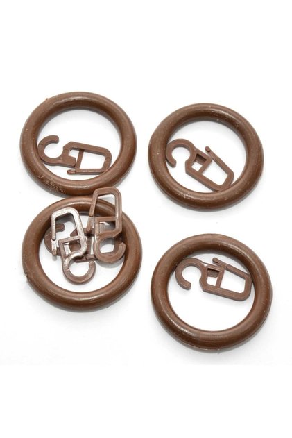 Rustic Curtain Ring and Clip Walnut Color - 10 Pieces
