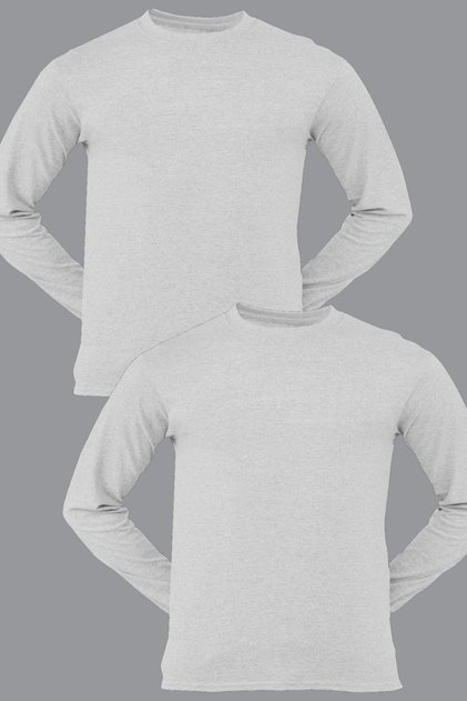 Plain Gray Long Sleeve Relax Fit Women's T-Shirt 2-Pack Eco Package