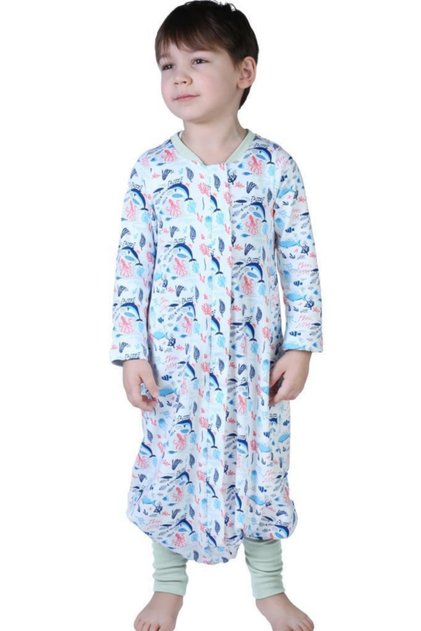 Organic Cotton Double Layer Long Sleeve Shark Themed Sleeping Bag