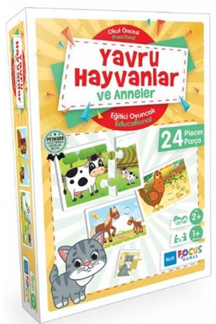 Yavru Hayvanlar Ve Anneler - Eğitici Oyunlar 24 Parça _yeni Baskı