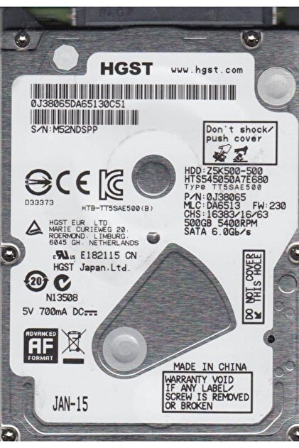 HGST 500gb 2.5