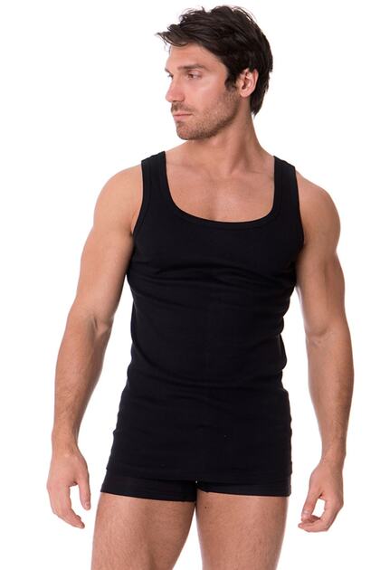 Men's Black 3-Piece Cotton Ribbed Tank Top