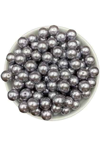 14mm Gray Color Glass Pearl Beads, Jewelry Accessory Making Beads (100gr,-30 Pieces)