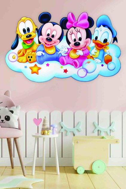 Bebek Mickey Minie Mouse Çocuk Odası Duvar Sticker 60x38 cm