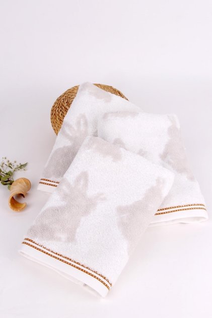 100% Cotton 3-Piece Rabbit Jacquard 50x70 Hand/face Towel Set
