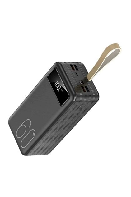 60.000 Mah Powerbank Taşınabilir Şarj Hızlı Dijital Göstergeli Çoklu Kablolu 4usb Girişli El Fenerli