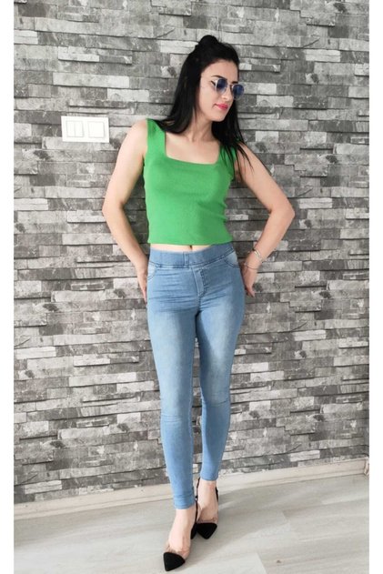 Women's Elastic Waist Lycra Jeans Leggings Trousers