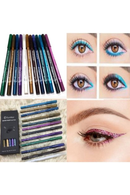 Serme Kozmetik Waterproff Eyeliner Ultra Black Yağlı Suya Dayanıklı Göz Kalemi 12 Li Flor