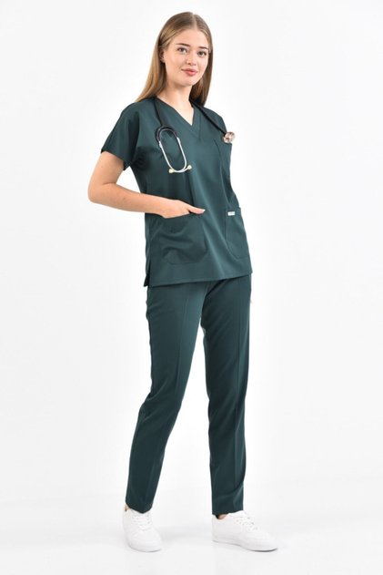 Lycra Emerald Green Surgical Uniform Set