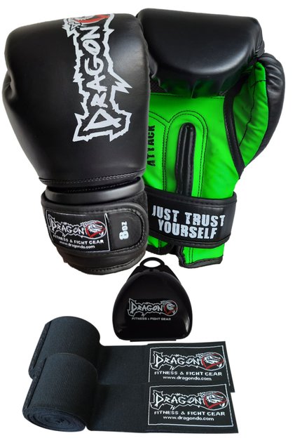 Attack Boxing Gloves Kick Boxing Muay Thai Boxing Gloves Bandage And Mouthguard Set of 3