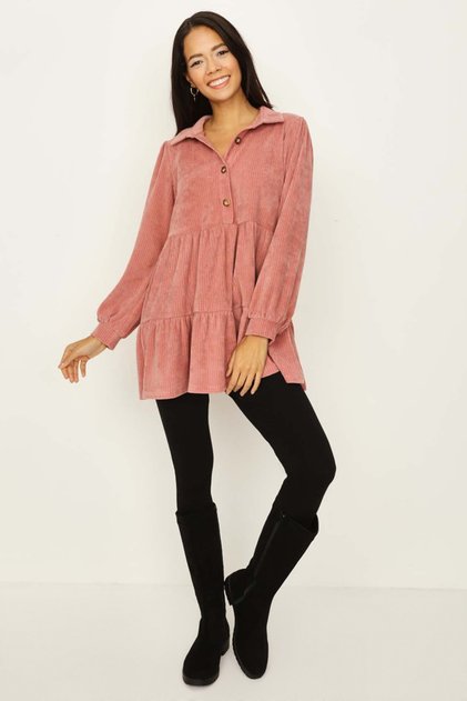 Women's Powder Skirt Flounced Velvet Tunic Dress