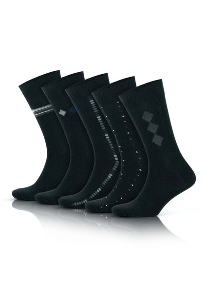 Men's 5-Piece Cotton Plain Casual Classic Black Socks 3523