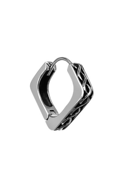 Large Antique Design Tribal Pattern Snap Hoop Triangle Shaped 316l Men's Steel Earring (Single)