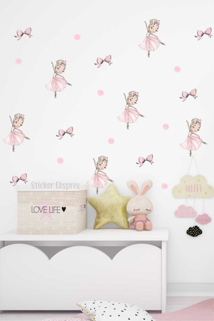 Sarı Saçlı Balerin Set Çocuk Odası Duvar Sticker