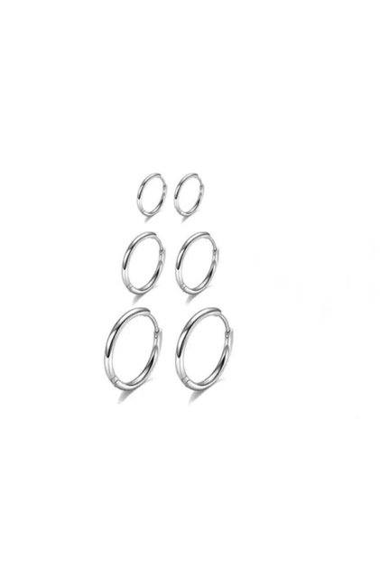 Women's Silver Color Surgical Steel Set of 3 Hoop Earrings