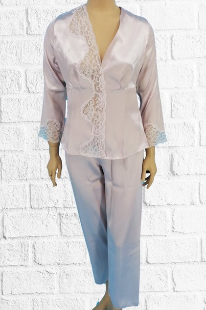 Women's Powder Satin Lace Pajama Set 1160