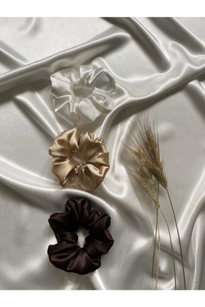 Set of 3 Women's Satin Hair Rubber Bands
