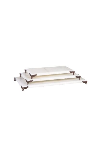 Rectangular Marble Presentation Rack Set of 3 with Gold Legs