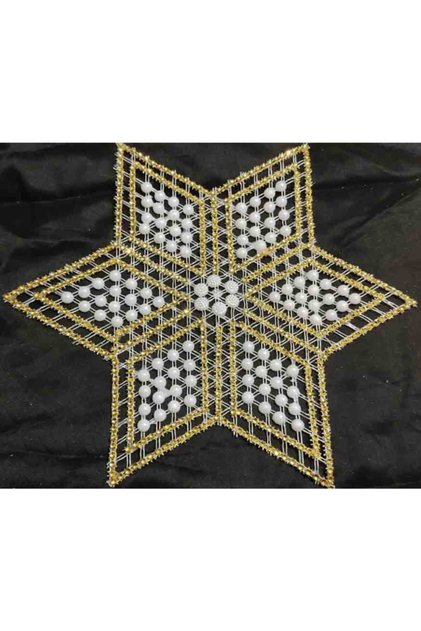 1 Piece Hoop Work Beaded Star Napkin Lace Tsrm15-1