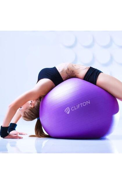 Clifton Pilates Topu Büyük Boy 65 Cm Mor+ Pompa Hediyeli