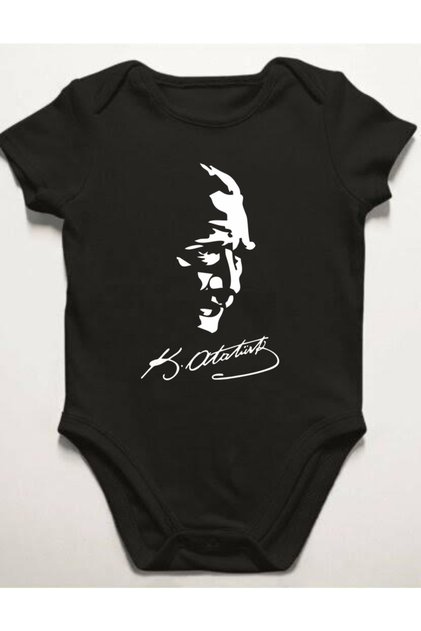 Ataturk Printed Black Baby Bodysuit