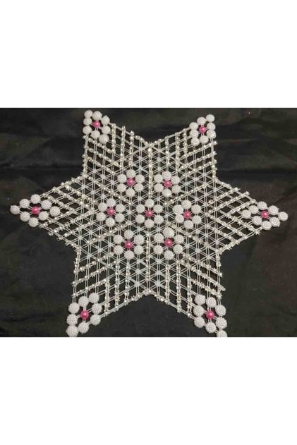 6 Pieces Pulley Work Beaded Star Napkin Lace Tsrm6-6