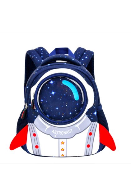 Space Lover - Astronaut Tiny Waterproof Kindergarten Backpack - Navy Blue Red
