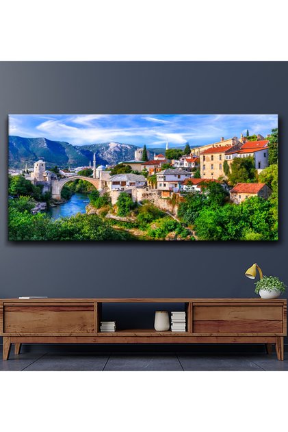 Dekoratif Tarihi Mostar Köprüsü Kanvas Tablo