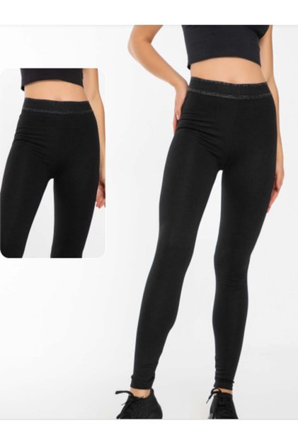 Women's Black Belt Glitter Steel Knitted Tights