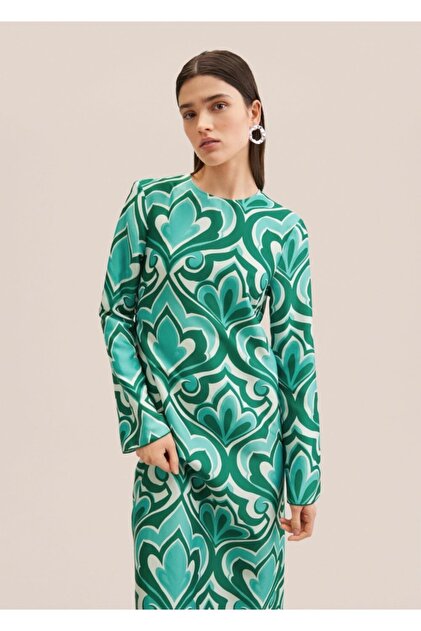 mango printed cut out detail dress Printed cut-out detail dress
